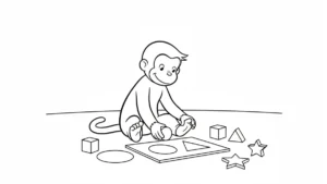 coloriage Curious George a imprimer pour enfant de 4 ans