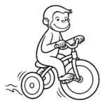 coloriage Curious George à imprimer kawaii