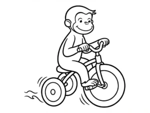 coloriage Curious George à imprimer kawaii