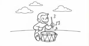 coloriage Curious George à imprimer pour enfant de 12 ans