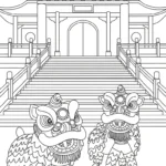 coloriage Danse Du Lion a imprimer