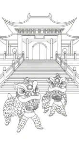 coloriage Danse Du Lion a imprimer