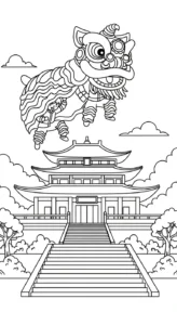 coloriage Danse Du Lion a dessiner et imprimer