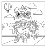 coloriage Danse Du Lion à imprimer pour enfant de 12 ans