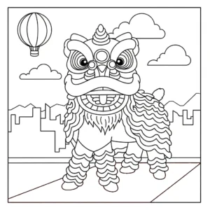coloriage Danse Du Lion à imprimer pour enfant de 12 ans