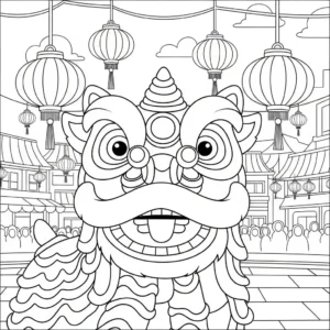 coloriage Danse Du Lion à imprimer pour enfant de 2 ans