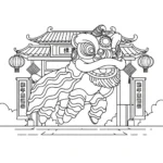 coloriage Danse Du Lion à imprimer pour enfant de 12 ans