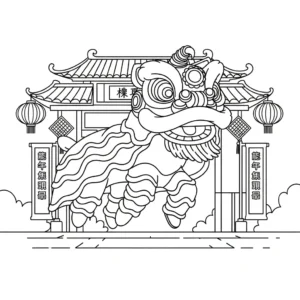 coloriage Danse Du Lion à imprimer pour enfant de 12 ans