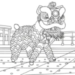 image de coloriage Danse Du Lion pour enfant