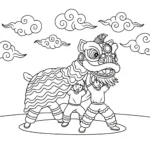 coloriage Danse Du Lion à imprimer a4
