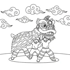 coloriage Danse Du Lion à imprimer a4