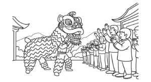coloriage Danse Du Lion à imprimer a4