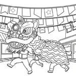 coloriage Danse Du Lion pour enfant de à imprimer