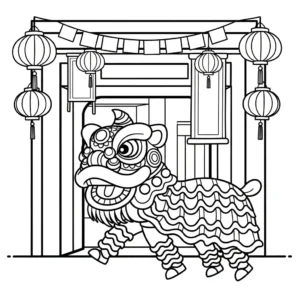 coloriage Danse Du Lion pour enfants
