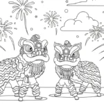 coloriage Danse Du Lion à imprimer