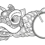 coloriage Danse Du Lion à imprimer kawaii