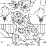 coloriage Danse Du Lion à imprimer kawaii