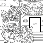 coloriage Danse Du Lion et decoupage