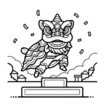 coloriage Danse Du Lion pour enfant de 5 ans