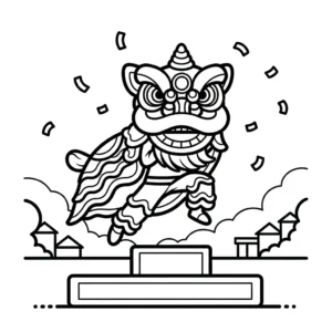 coloriage Danse Du Lion pour enfant de 5 ans