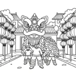 coloriage Danse Du Lion a imprimer gratuit