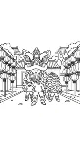 coloriage Danse Du Lion a imprimer gratuit