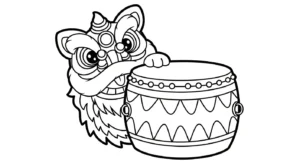 image de coloriage Danse Du Lion pour enfant