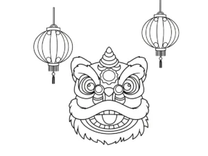 coloriage Danse Du Lion pour enfant de à imprimer