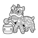 imprimer coloriage Danse Du Lion pour enfant
