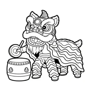 imprimer coloriage Danse Du Lion pour enfant