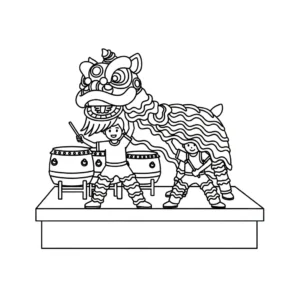 imprimer coloriage Danse Du Lion