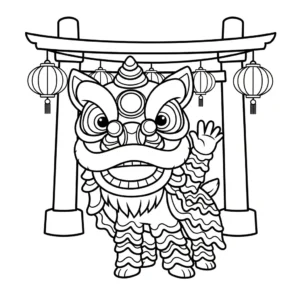coloriage Danse Du Lion pour bebe a imprimer