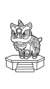 coloriage Danse Du Lion pour enfant de 6 ans