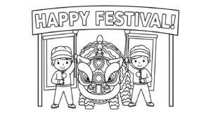 coloriage Danse Du Lion à imprimer pour enfant de 12 ans