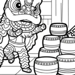 coloriage Danse Du Lion à imprimer pour enfant de 4 ans