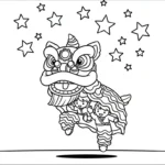 image pour coloriage Danse Du Lion enfant