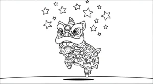 image pour coloriage Danse Du Lion enfant
