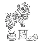 coloriage Danse Du Lion à imprimer a4