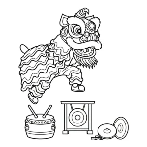 coloriage Danse Du Lion à imprimer a4