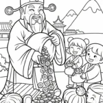 coloriage Dieu de la Richesse à imprimer pour enfant de 8 ans