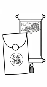 coloriage Enveloppe Rouge pour enfants