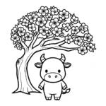 coloriage Fleur de Pêche et decoupage a imprimer gratuit