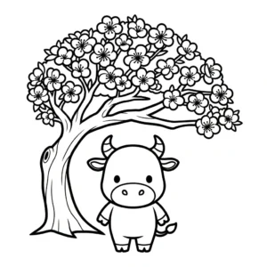 coloriage Fleur de Pêche et decoupage a imprimer gratuit