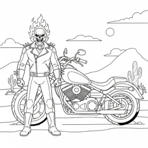 coloriage Ghost Rider a imprimer pour enfant de 4 ans