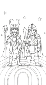 coloriage Loki Marvel pour primaire