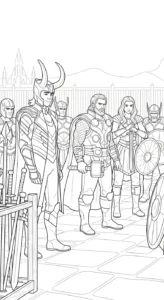 coloriage Loki Marvel à imprimer pour enfant de 7 ans