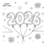 coloriage Nouvel An 2026 pour enfant de 2 ans