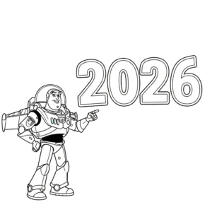 coloriage Nouvel An 2026 à imprimer pour enfant de 9 ans