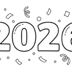 coloriage Nouvel An 2026 et découpage à imprimer