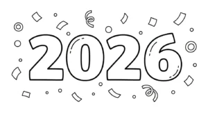 coloriage Nouvel An 2026 et découpage à imprimer